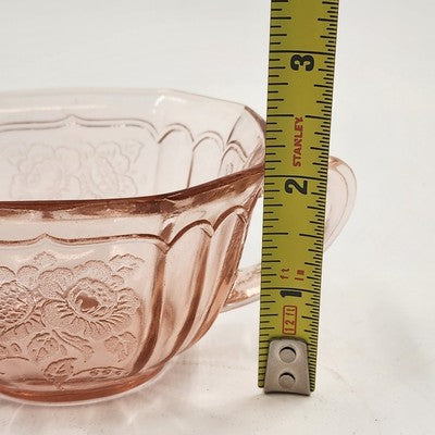 Anchor Hocking Mayfair Pink Depression Glass Mug Open Rose Floral Cup