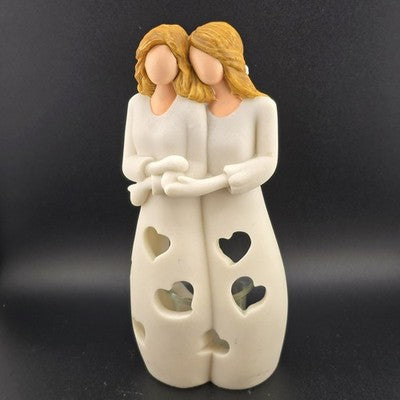 Oaki Way Sisters Friends Love Figure Votive Candle Holder Memory BFF Tea Light