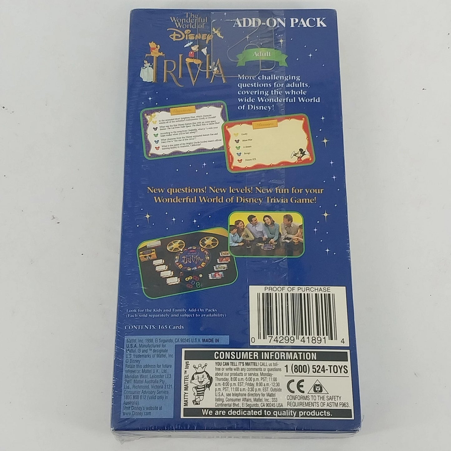 The Wonderful World of Disney Trivia Add-On Pack Adult 800 Questions Sealed 1997