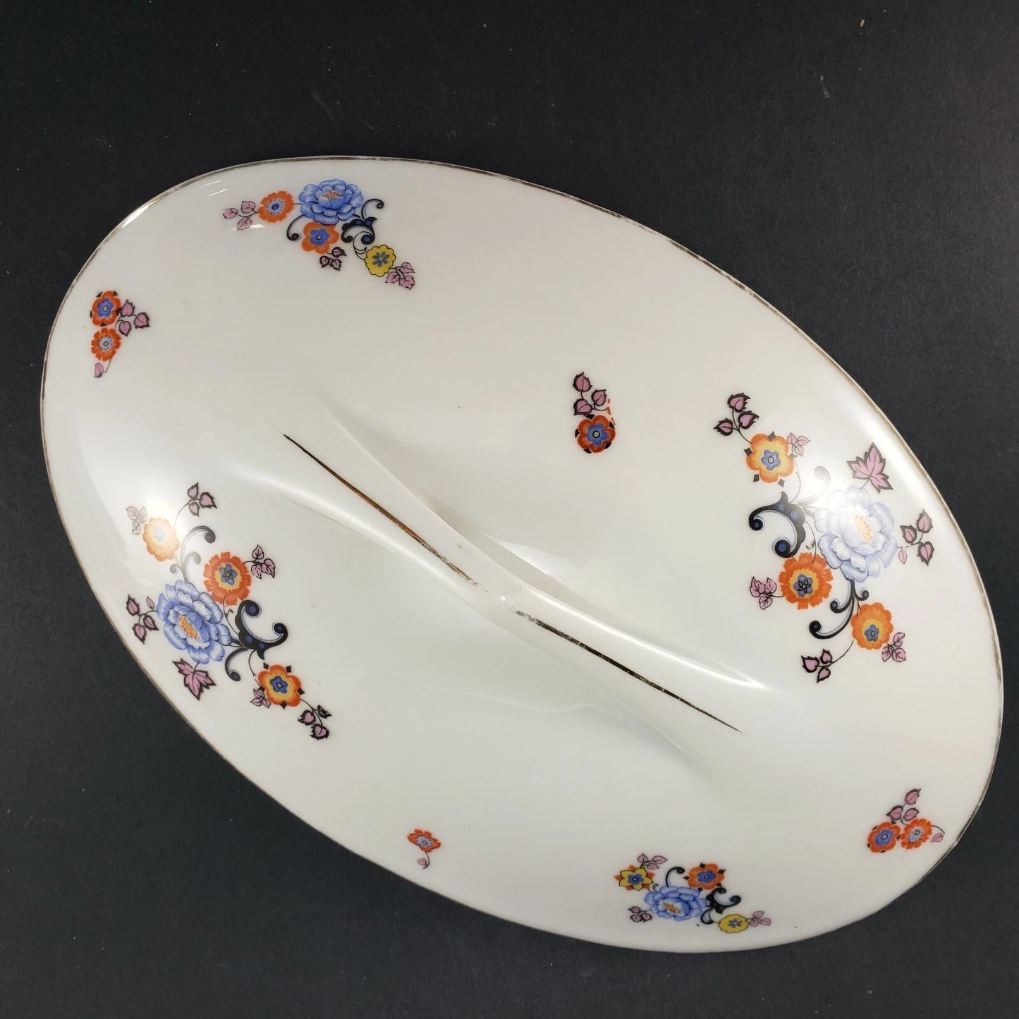 Covered Vegetable Oval Serving Dish Floral Porcelain H J Co Bavaria Antique