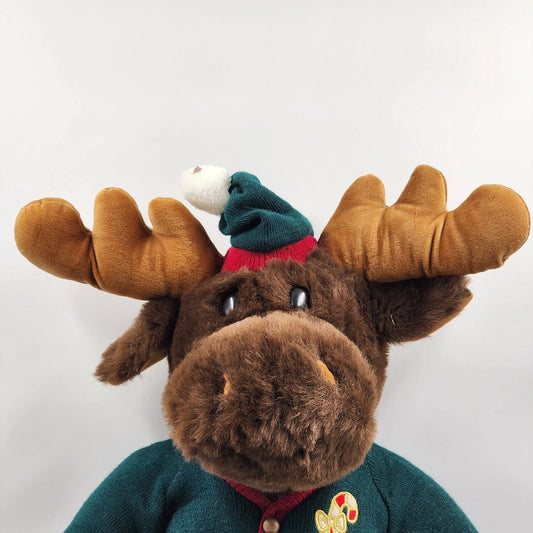 Prima Creations Cuddly Moose Plush 18" Sitting Christmas Sweater Holiday Decor