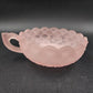 Imperial Glass Pink Frosted Satin Pansy Dish Handle Candy Trinket Bowl Chipped