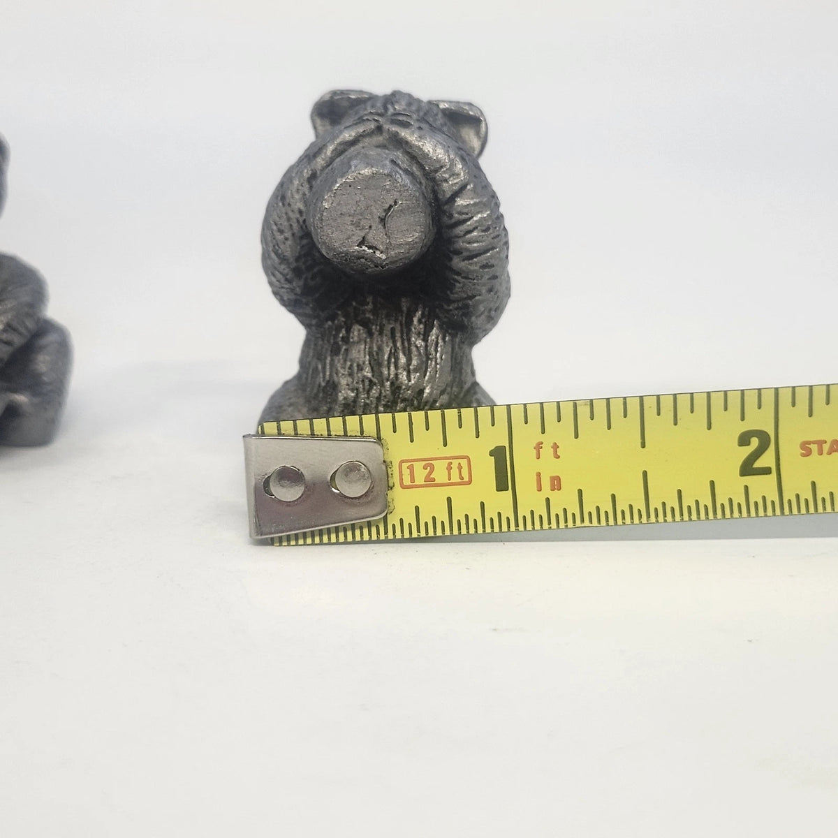 Pewter Bear Figurine Lot 2 Honey Pot See No Evil Miniature 1.5" Textured Fur Vtg