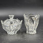 Gorham Crystal Lotus Pattern Creamer & Sugar Bowl with Lid Vtg Glass Set Germany