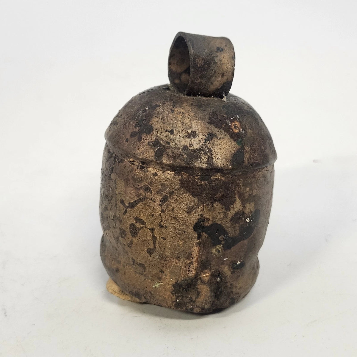 Rustic Metal Cow Bell Wooden Clapper Small Primitive Farmhouse 3" x 2" Vintage