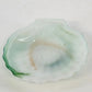Akro Agate Green White Slag Glass Sea Shell Trinket Dish Scalloped Edge 4" Vtg