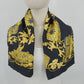 Carlotta Roma Silk Scarf 34" Square Neck Warmer Baroque Black Gold Made in Italy