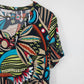 Laura Ashley Women's Blouse Multicolor Abstract Floral Print V Neck Top M