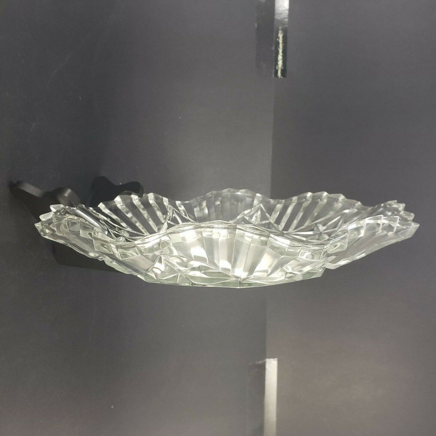 Federal Glass Pioneer Fruit Bowl 11in Clear Ruffled Edge Vintage