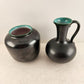 Wächtersbach Black Pottery Metallic Shine Glaze Shield Mark 10095 Pitcher & Vase