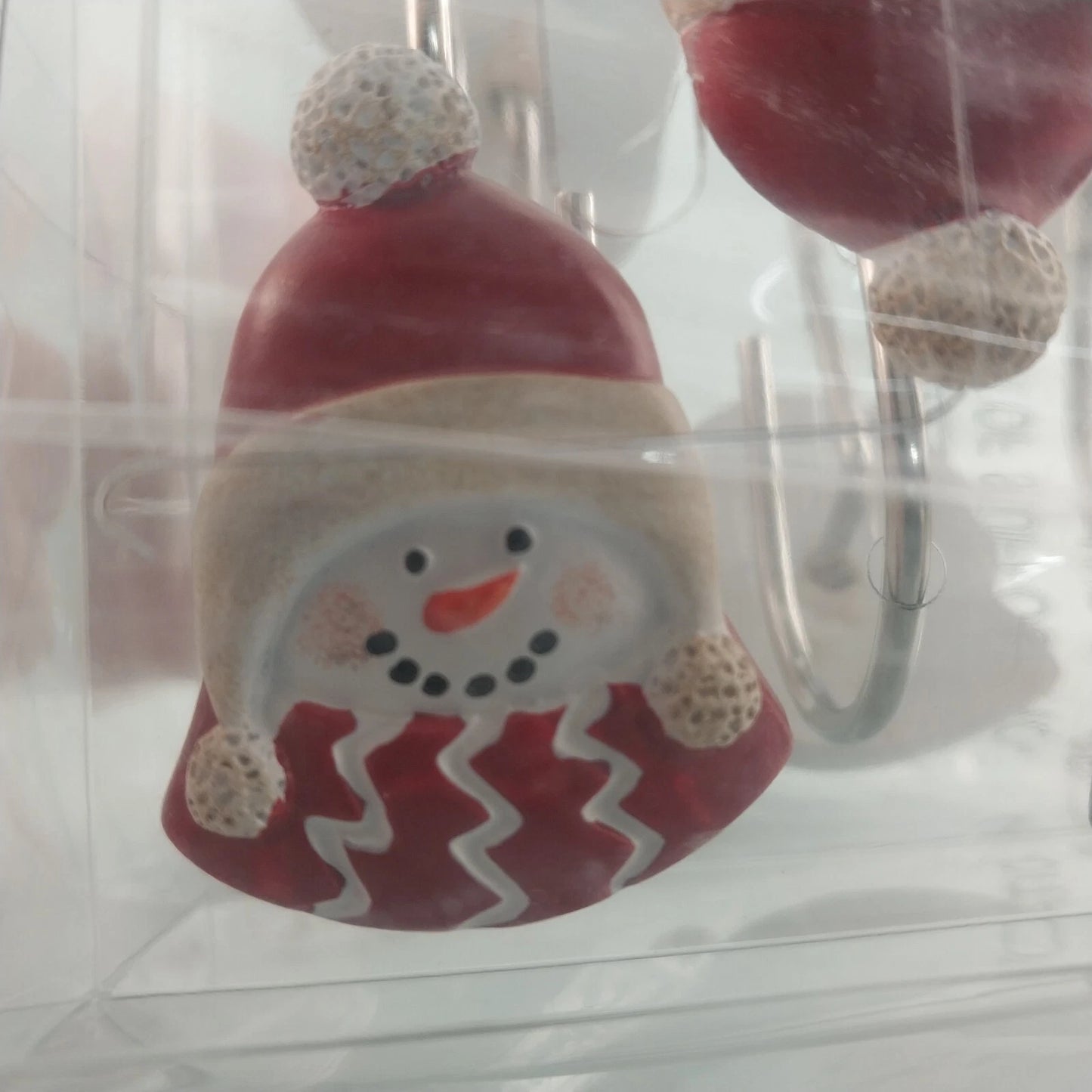 Snowman Shower Curtain Hooks Ceramic Snowplace Like Home Holiday Christmas NIB
