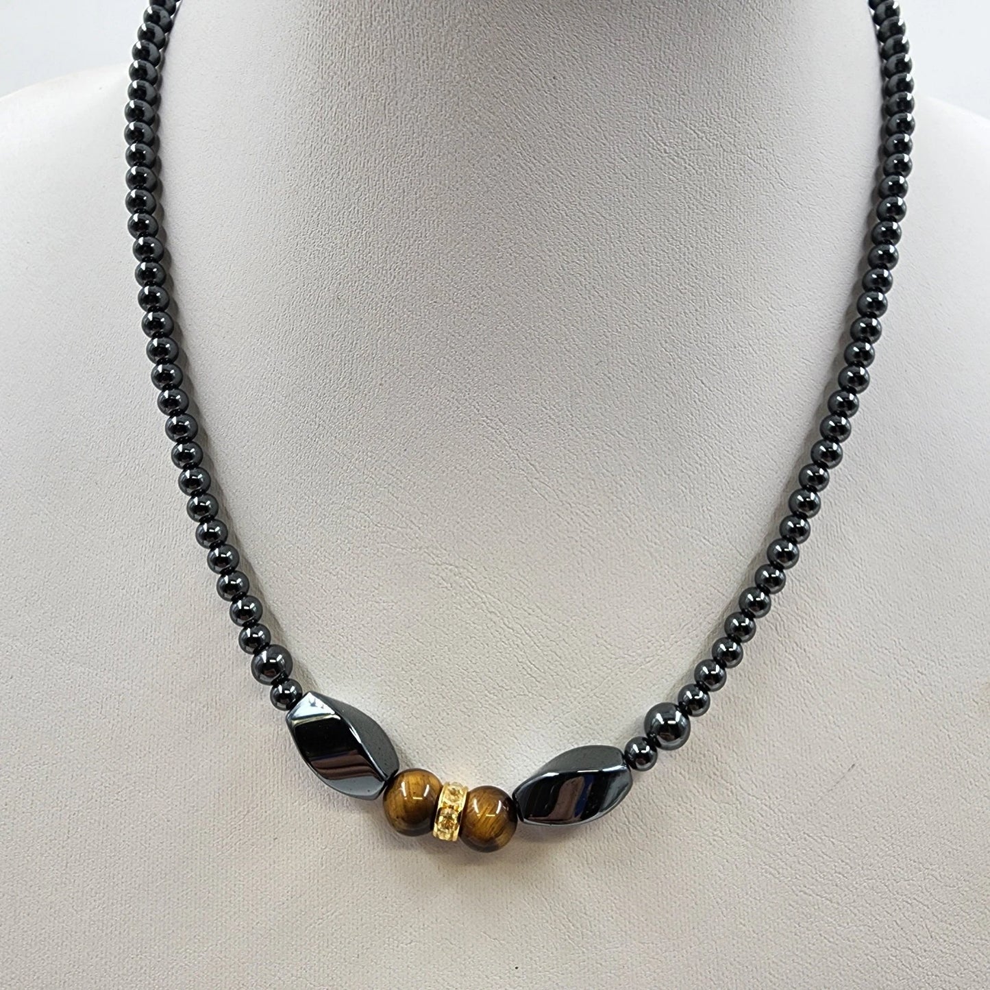 Lot of 3 Beaded & Chain Necklaces Jewelry Tassel Rhinestone Tiger Eye Multicolor
