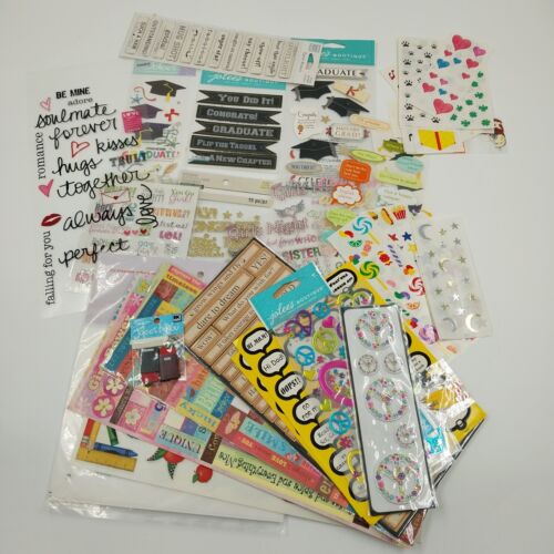 Lot of 40 Scrapbooking Stickers Sheets Packages Assorted Themes Sayings & Design