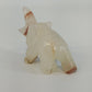 Hand Carved Marble Onyx Elephant Figurine White Brown Stone Sculpture 2.25"