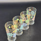 Libbey Atomic Starburst Juice Glasses 4 MCM Flower Power 5” 1970s Vtg Drinkware