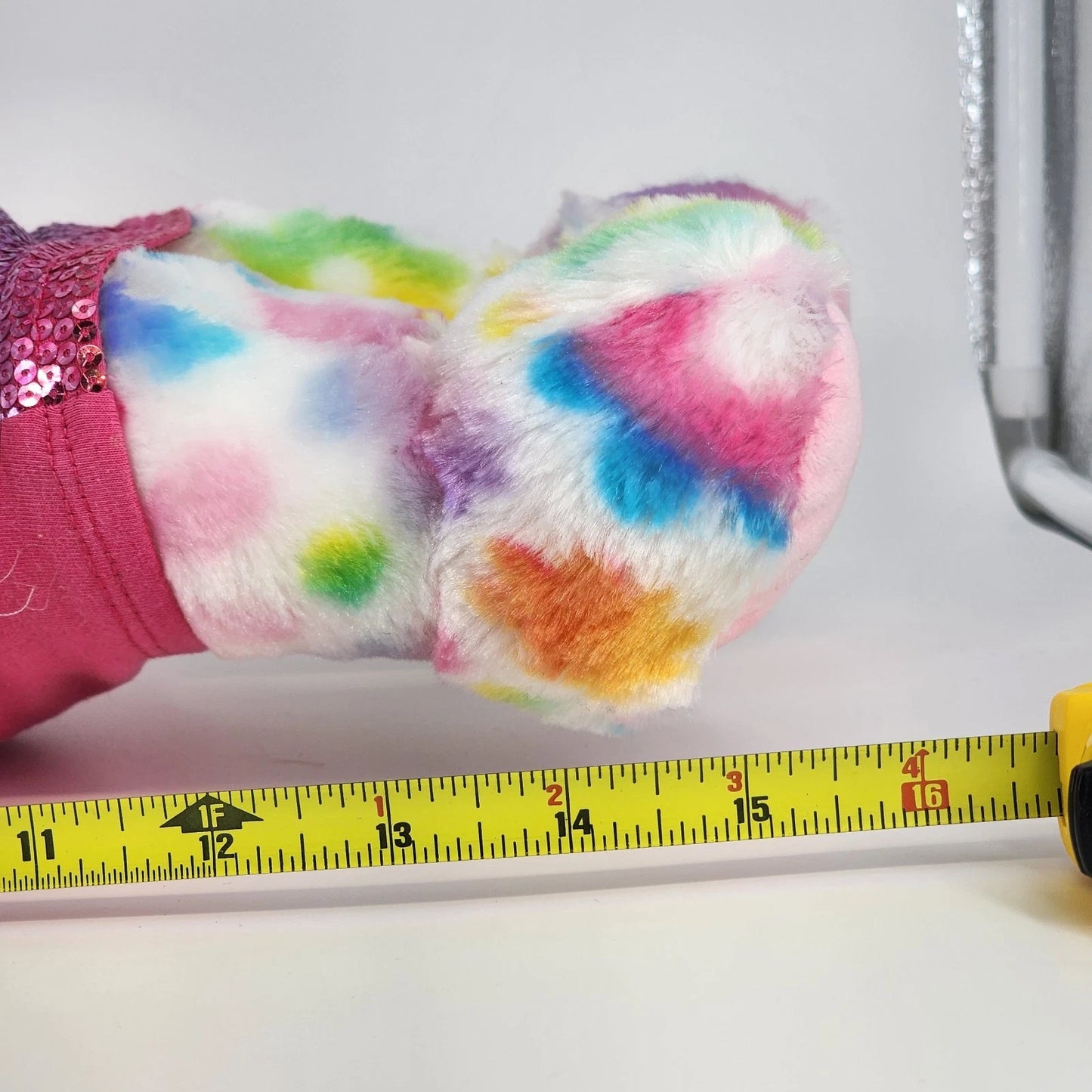 Build A Bear Tie Dye White Pastel Spotted Bunny Rabbit Plush 16" Pink Dress