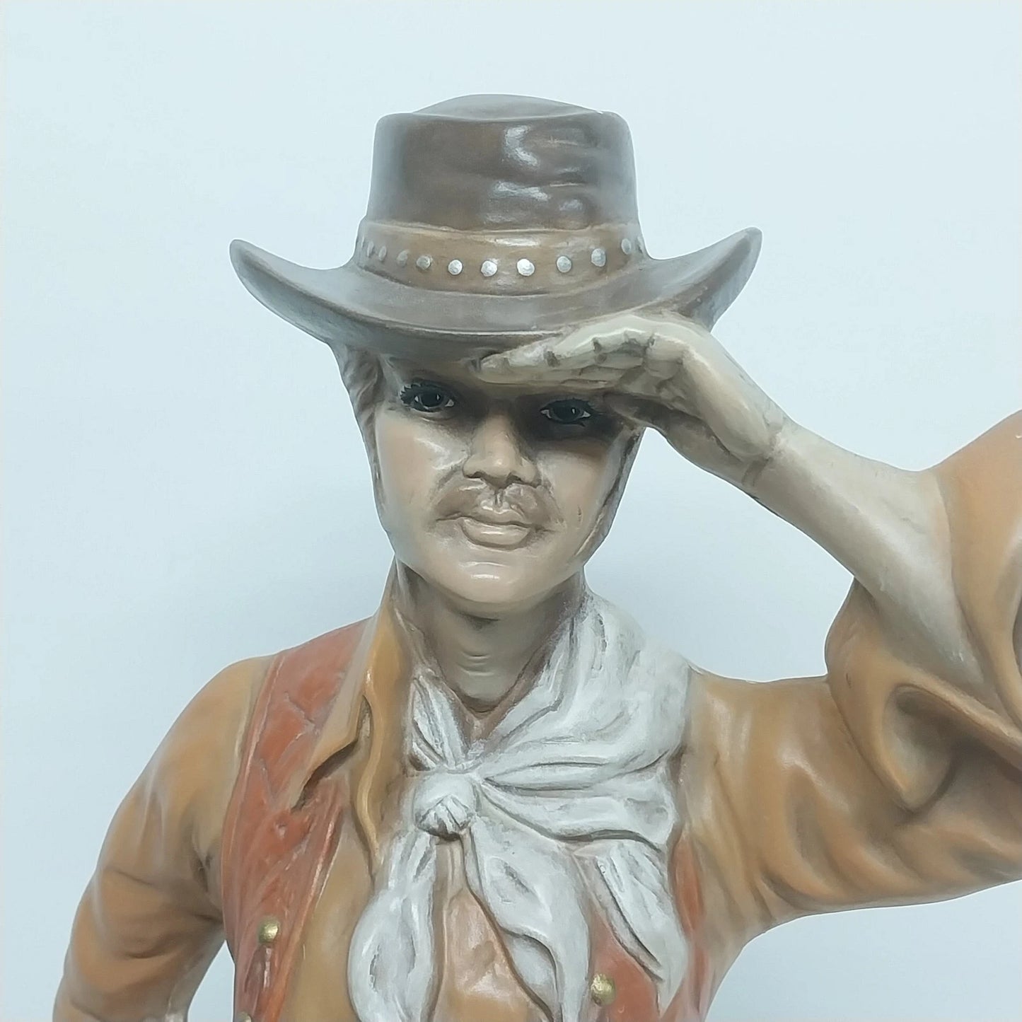 Atlantic Mold Cowboy Figurine 24in Ceramic Statue Rifle Revolver Western Vintage