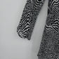 Essentials by Milano Zebra Print Pleated Blouse Women's M 3/4 Sleeve Front Tie