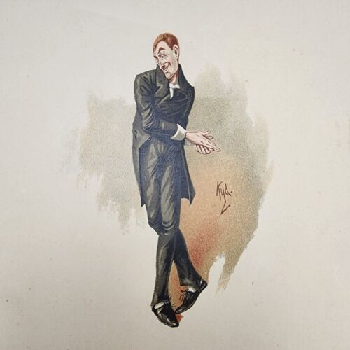 Stone Lithograph of Dicken's Uriah Heep signed Kyd from David Copperfield 8"x10"