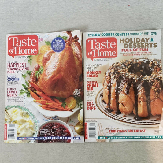 Taste Of Home Magazines Two 2017 Issues November & December Holiday & Deserts