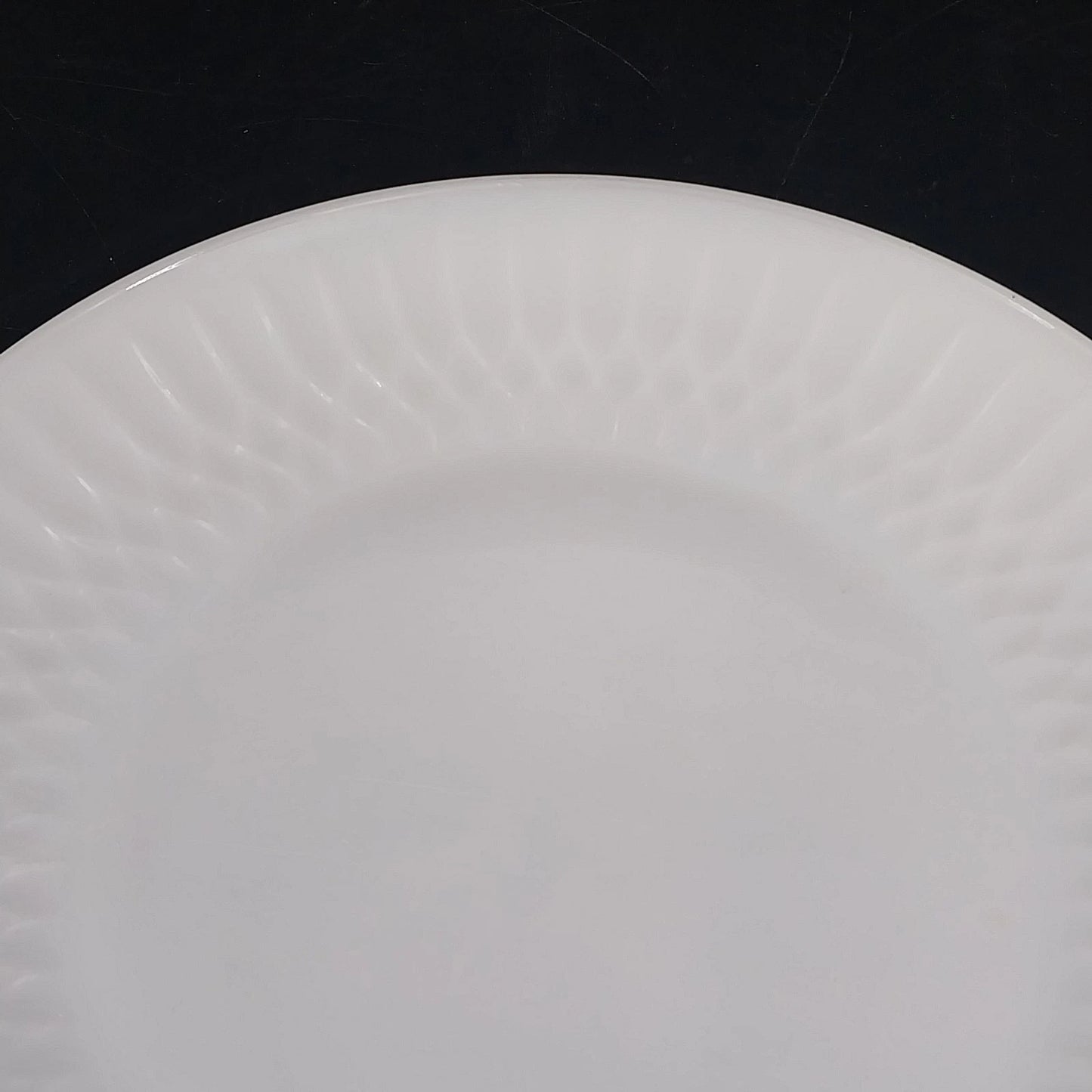 Federal Milk Glass Snowden 10" Dinner Plate White Textured Rim Oven Ware USA