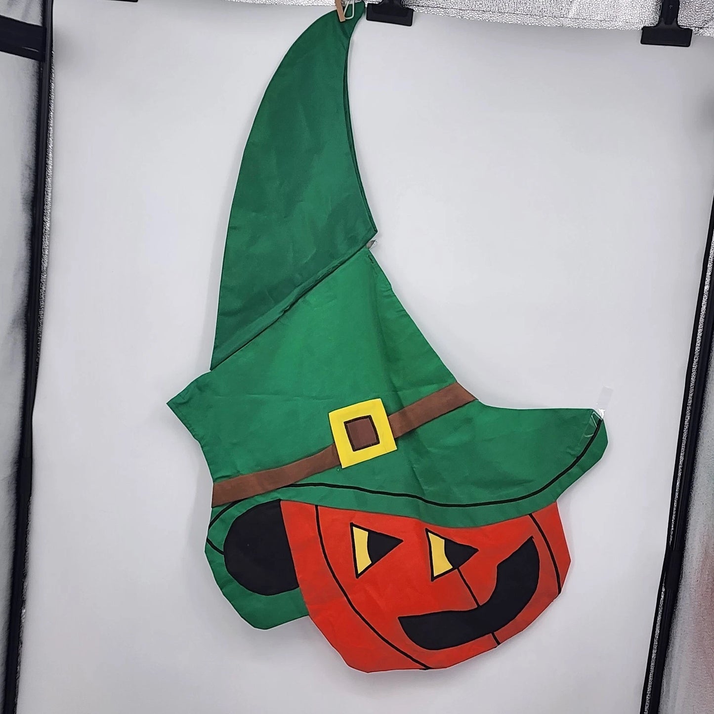Evergreen Garden Stake Outdoor Halloween Pumpkin Fall w Tricorn Hat Flag Banner