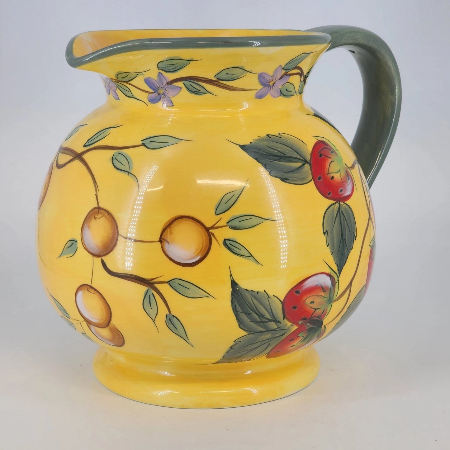 Claire Murray Bella Vita Ceramic Pitcher Hand Painted Floral Italy Style