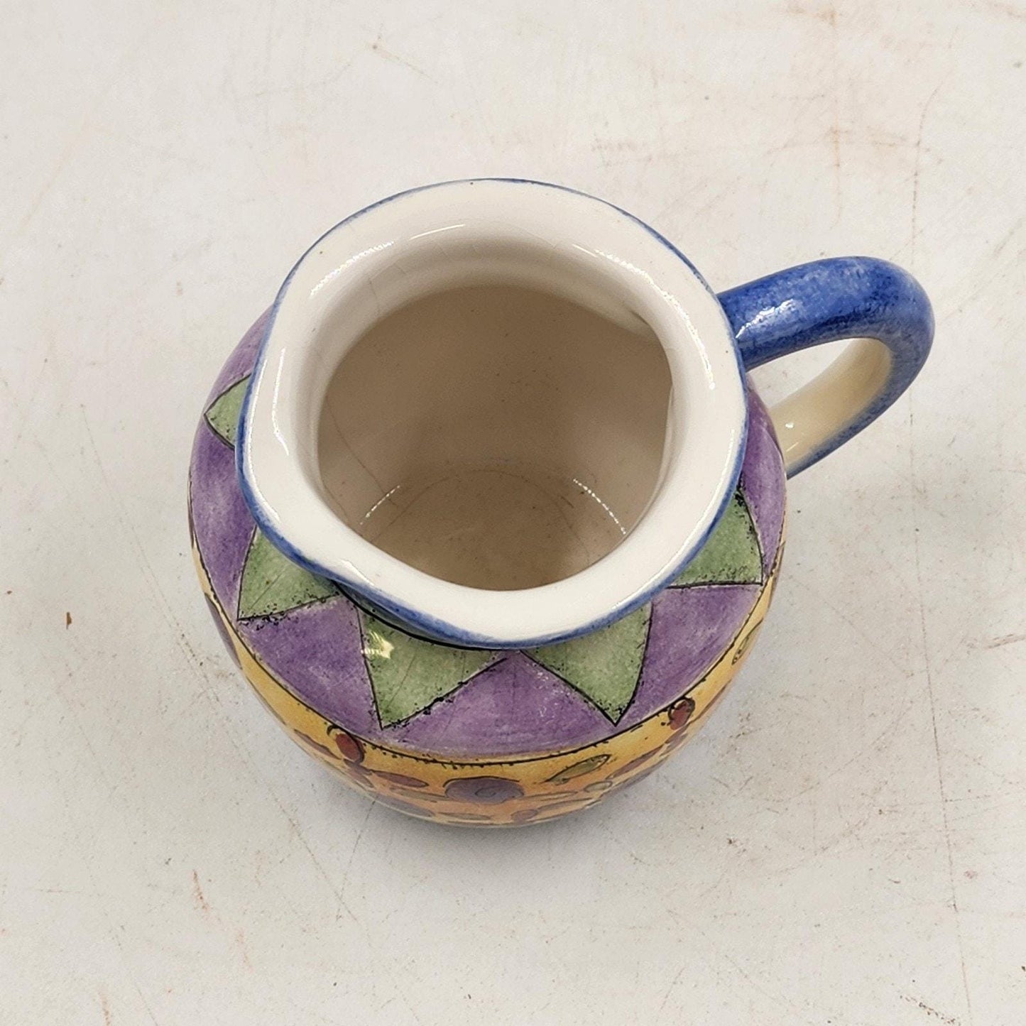 Sango Sweet Shoppe Creamer 14 oz Sue Zipkin Ceramic 4" Bright Colorful Floral