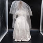 Porcelain Bride Doll 20" Blonde Blue Eyes Wedding Gown Veil Pearl Necklace Vtg