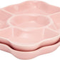 2 Pk Porcelain Pink Divided Serving Tray Appetizers 5 Compartments NEW 9.5"