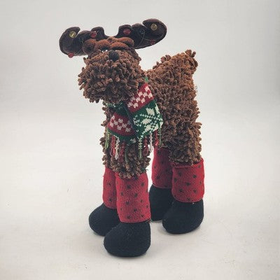 Plush Stuffed Animal Standing Moose Piercing Bling & Chain 14" Christmas Decor
