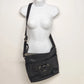 MHNY Black Leather Crossbody Satchel Three Compartment Purse