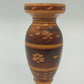 Hand Crafted Wooden Bud Vase Brown Carved Detailed Inlay Folk Art 6.9" Vintage