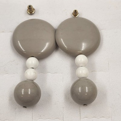 3 Pair of Pierced Earrings Teal Yellow & Gray/White Geometric Shape Drop Pendant