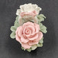 Capodimonte Style White Basket 2.75" w Pink Roses Flower & Bow Porcelain China
