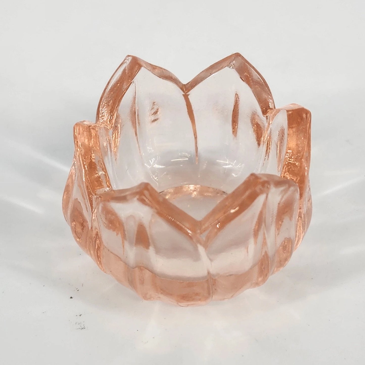 Westmoreland Pink Glass Lotus Flower Open Salt Cellar Individual Dip 1.25" Vtg