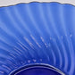 Arcoroc France Cobalt Blue Scalloped Swirl Glass Serving Bowl 9 Inch Diameter