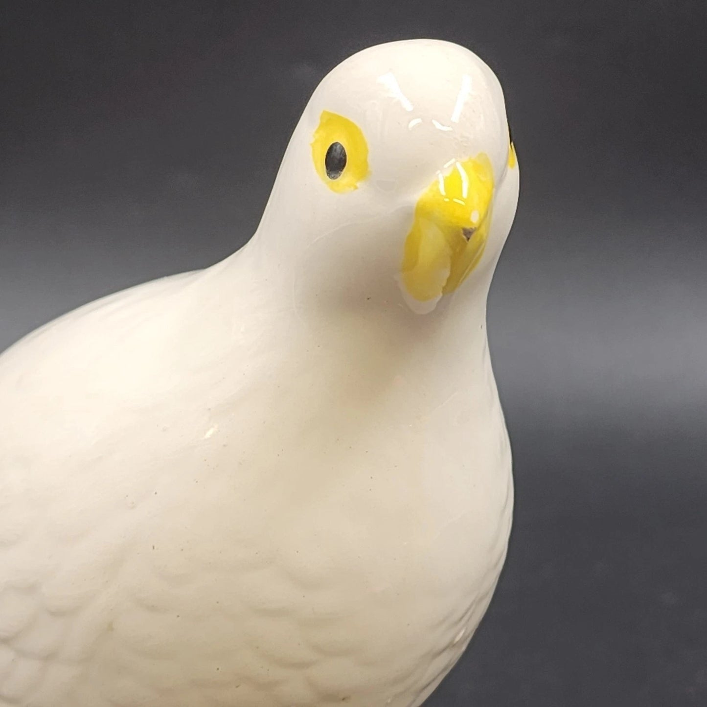Ceramic Bird Figurine White Partridge on Green Foliage by Cort's Ceramics 7.5"h