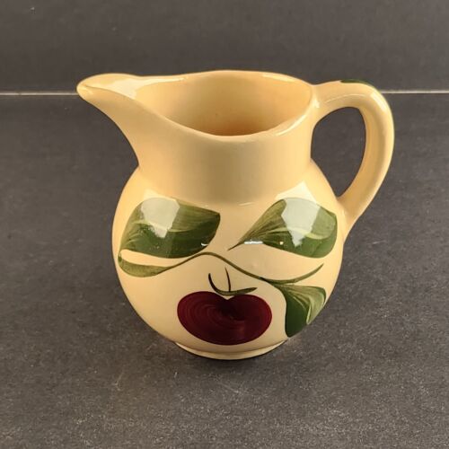 Watt Pottery Small Apple Pitcher Hand Painted w Handle and Spout Vintage 12 Oz