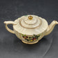 Sadler Teapot Fruit Design England White Gold Trim 6" Wide x 4" Tall + Lid Vtg