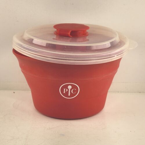 Pampered Chef Microwave Popcorn Maker Popper Red Silicone Collapsible 1457