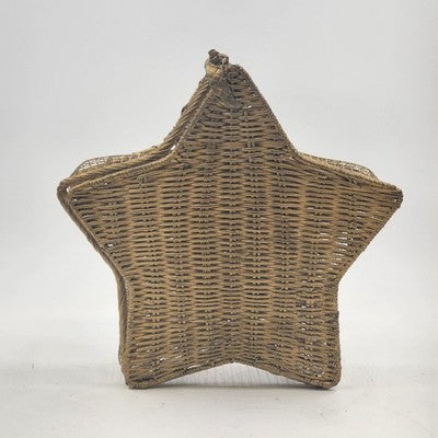 Basket Box Storage 10"Star Shape Large Hanging Wicker Natural Wood Color Weaving