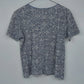 Karen Scott Blue White Geometric Print T-Shirt Top Women's Small 100% Cotton