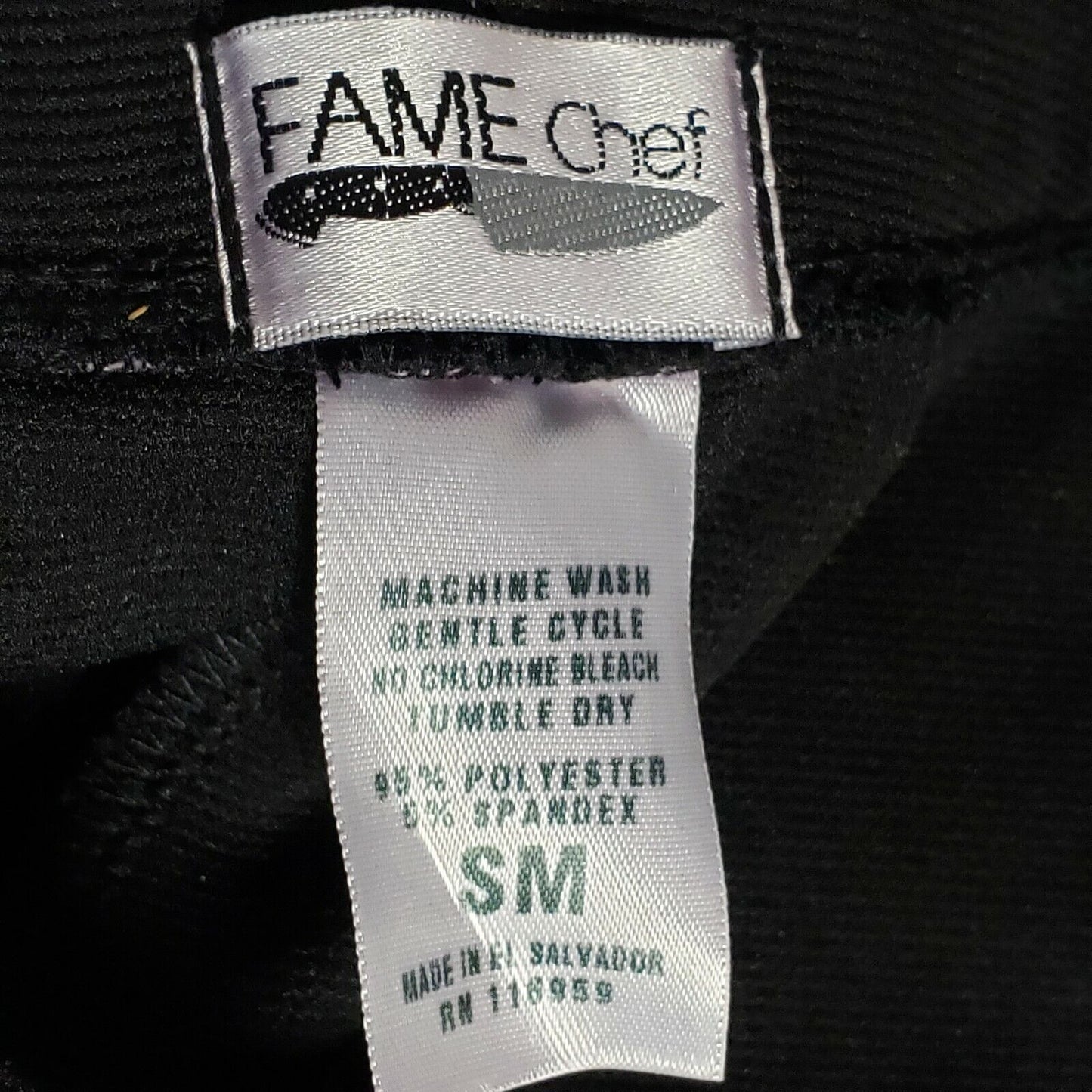 Women Chef Capri Small Black Knit Pull On Fame Fabrics Elastic Waist 28"W x 22"I