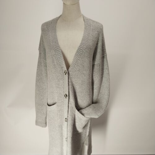 DIP Gray Super Soft Long Button Front Cardigan Women Size Small