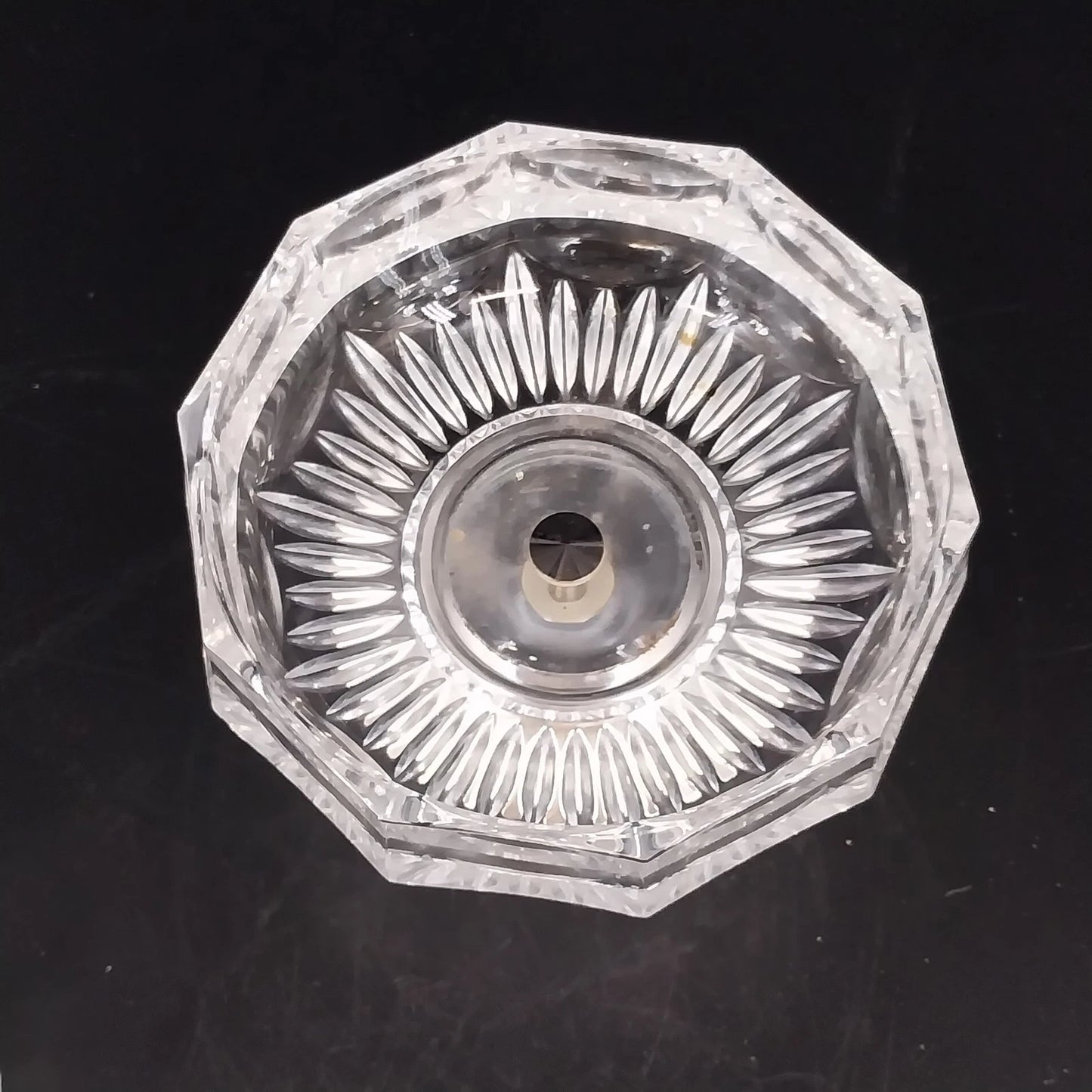 Heavy Glass Thumbprint Candy Dish Compote w Lid Silver Metal Base 7" Vintage