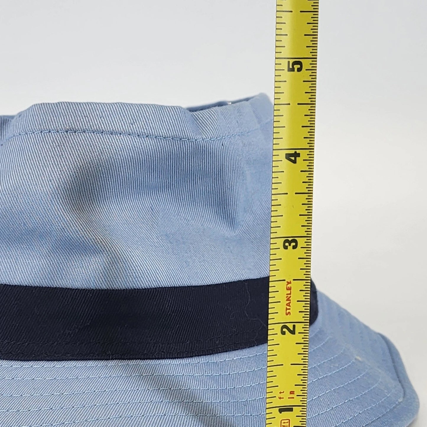 The Cap 2-Tone Cotton Twill Bucket Hat Light Blue Navy Hat Band S-M Summer Cap