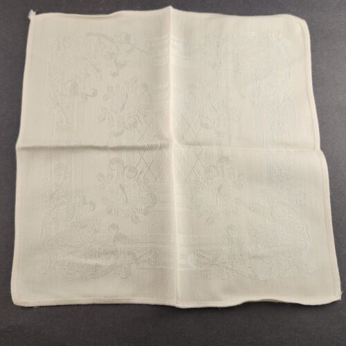 6 Pc Damask Dinner Dining Napkins Linen Cream Champaign Vintage Cloth 12" Sq