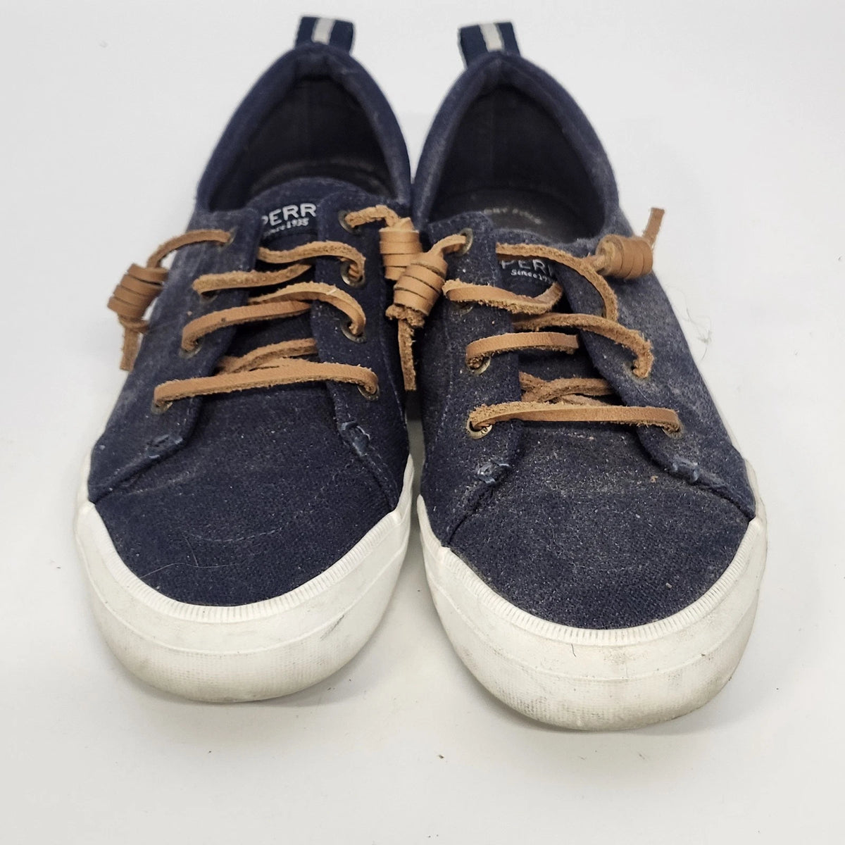 Sperry Crest Vibe Top Sider Navy Blue Canvas Sneakers Women's 7.5 Memory Foam