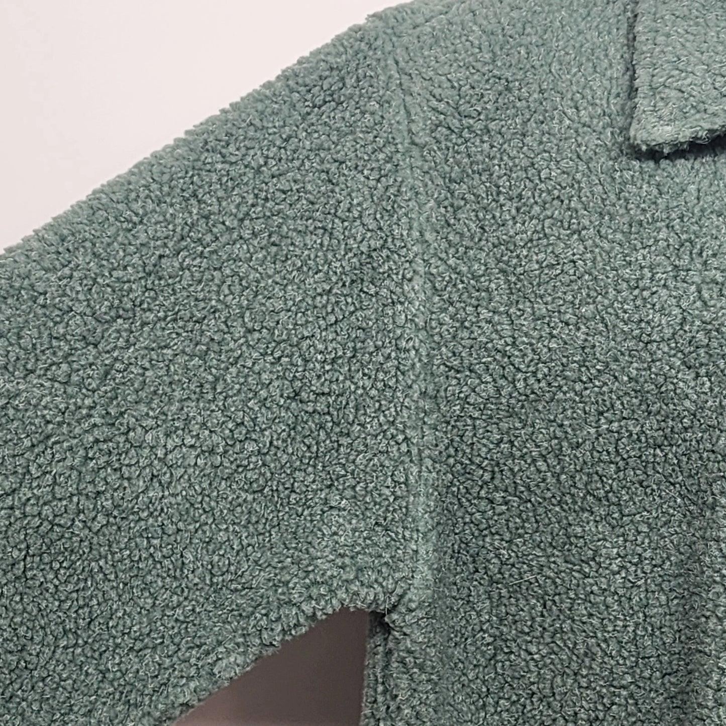 Real Comfort Sherpa Jacket Sea Green Size Small Button Up Long Sleeve Soft Cozy